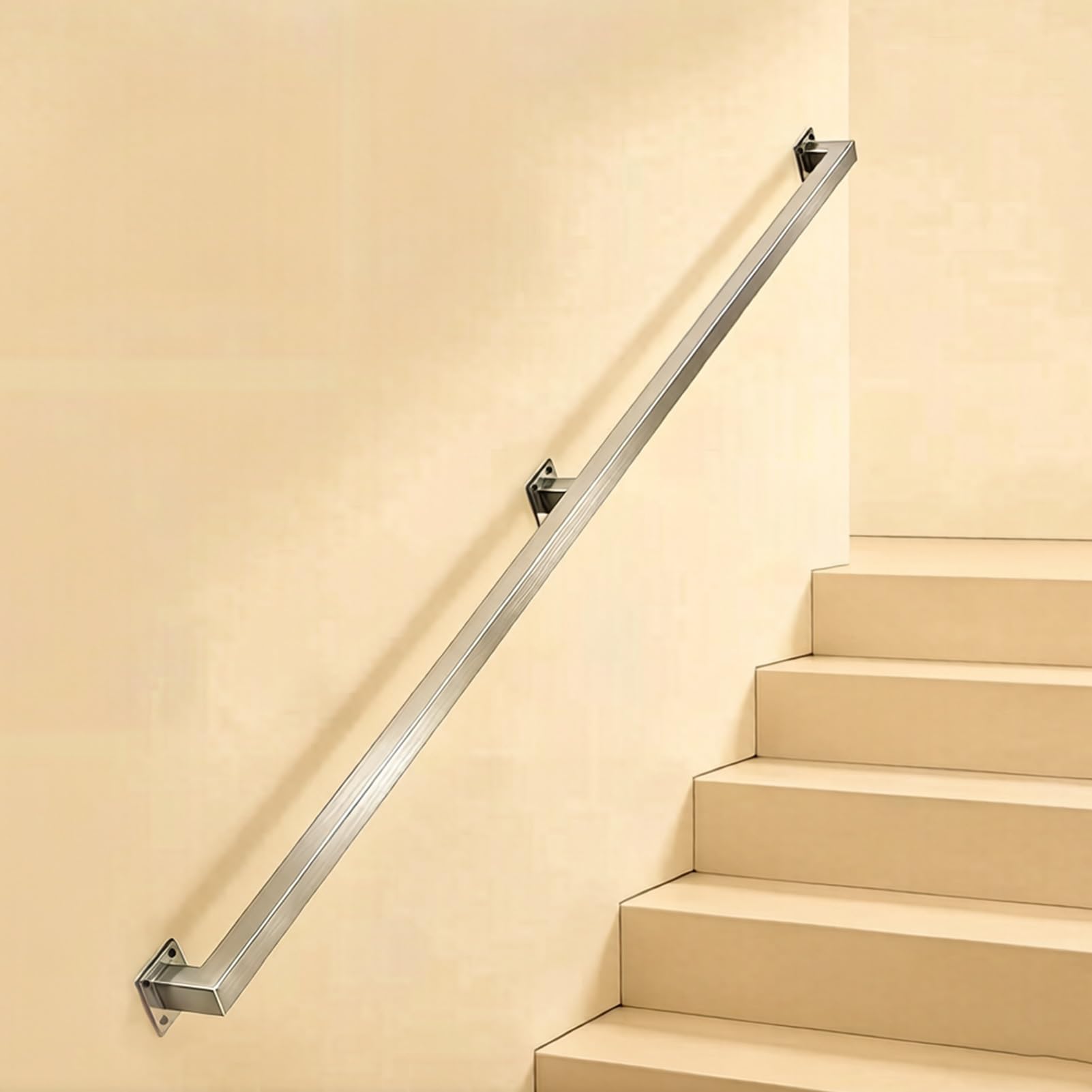 Liyadolaam Women's One Color Silver Banister Rail, Wall-Mounted Anti-Slip Stair Handrails, Rust-Resistant, Industrial Metal Stair Railings For Garden/Deck/Loft/Slope(14Ft/420Cm)