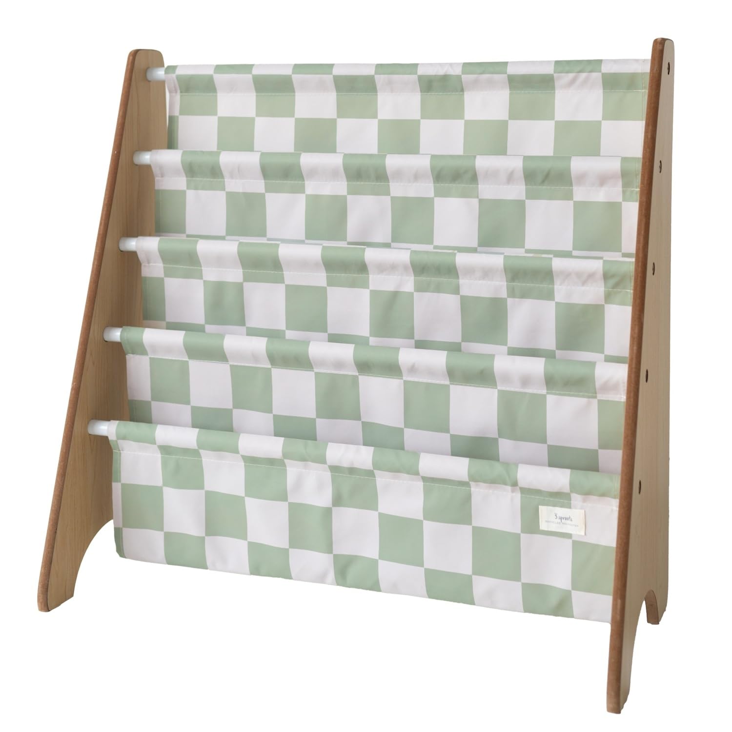 3 Sprouts Recycled Fabric Kids Bookshelf, 4-Tier Sling Book Storage, Kids Room Book Shelves, Nursery, Playroom, Classroom