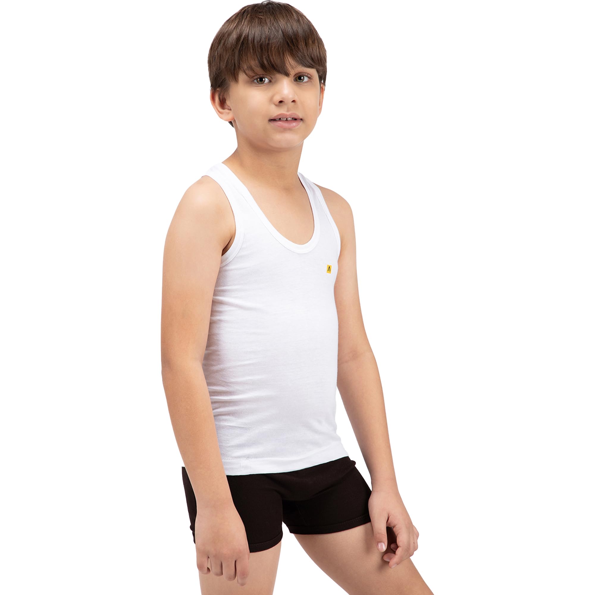 Amul Comfy Boys Cotton Solid White Vest Pack of 5 1