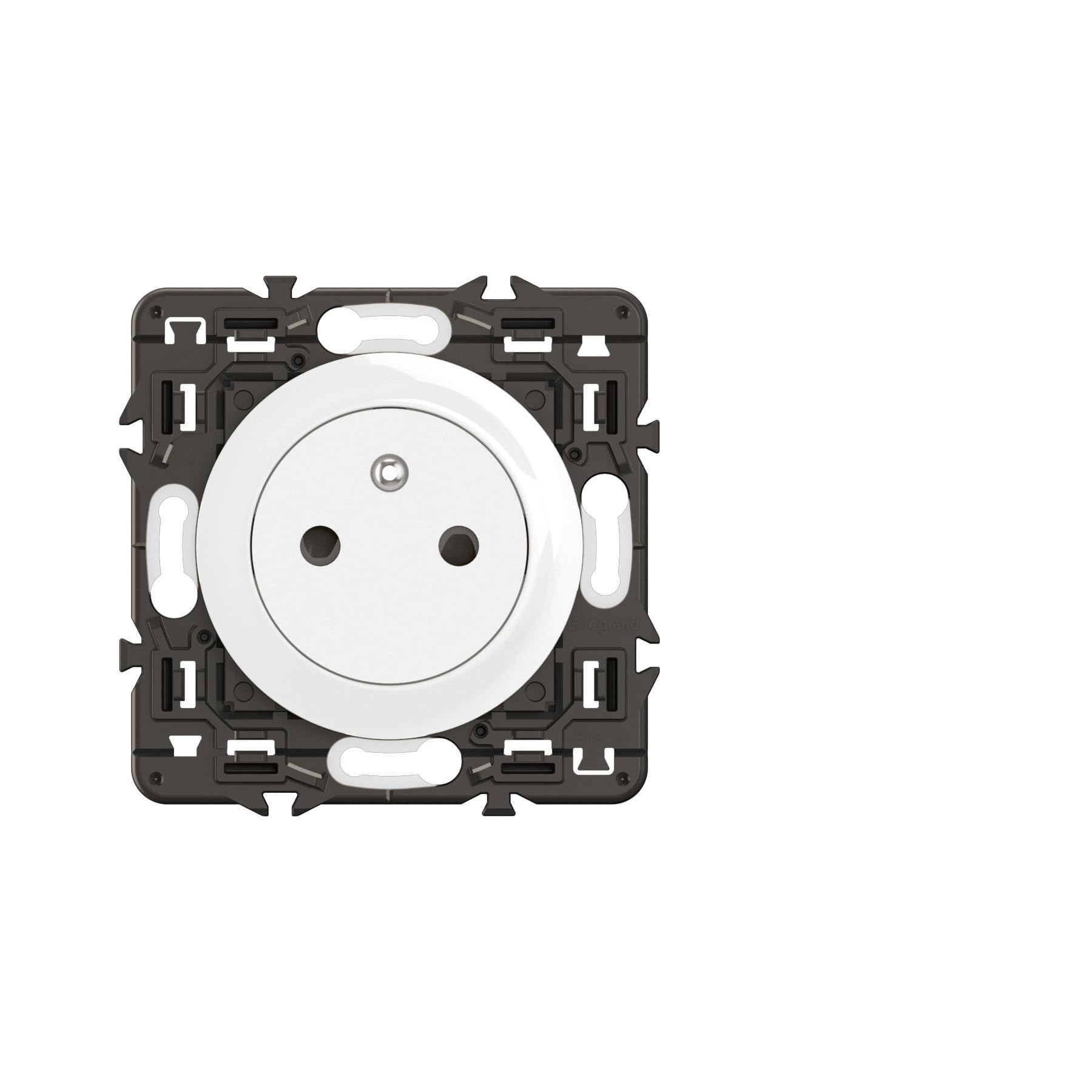 LEGRAND – Toma eléctrica de pared con tierra celiana superficie – Toma de refuerzo con base retráctil – blanco – Para completar con placas de acabado – Lote de 10