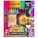 Rainbow High Rainbow Nail Salon by Horizon Group USA, Includes 5 Nail Polishes, Nail Stickers, Stick-On Nails, Glitter & Nail Dryer, Nail Art Kit for Girls Ages 7-12