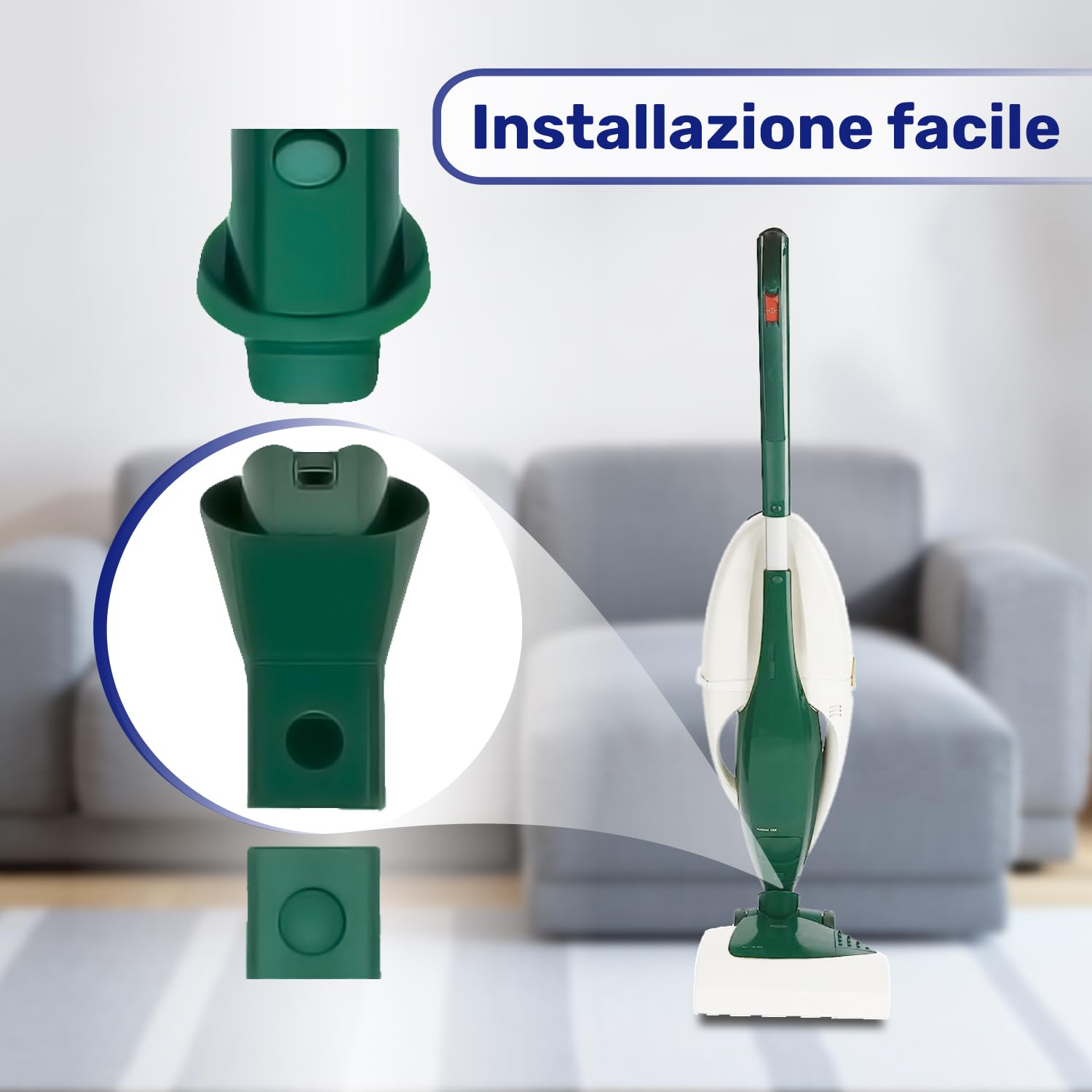 EVendix Adattatore Per Aspirapolvere Vorwerk: Da Attacco Ovale A Cresta (VK118-122, Tiger 250-251) Con Alimentazione