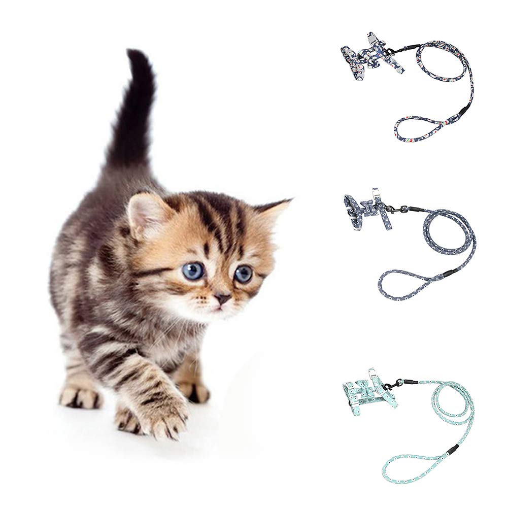 Animal de Compagnie Chat Chaton réglable Noeud Papillon Harnais de Marche Gilet Plomb Laisse Traction lumière Marine M Little Surprise