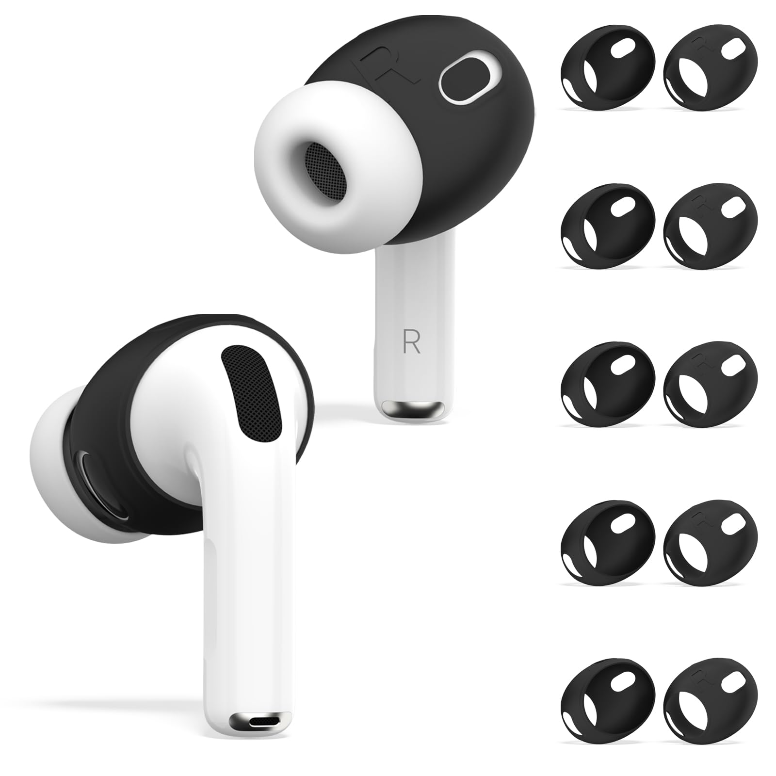 Photo 1 of [5 Pairs] for AirPods Pro 3 Ear Tips Cover [Fit in Case], Soft Silicone AirPod Pro 3 Ear Cover Anti Slip Air Pod pro 3 Accessories Compatible with AirPods Pro 3rd Generation Earbuds 2025 (Black)