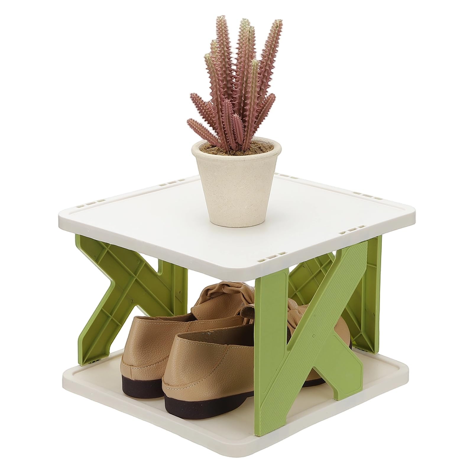 Étagère à chaussures verte étroite pour couloir et petits placards