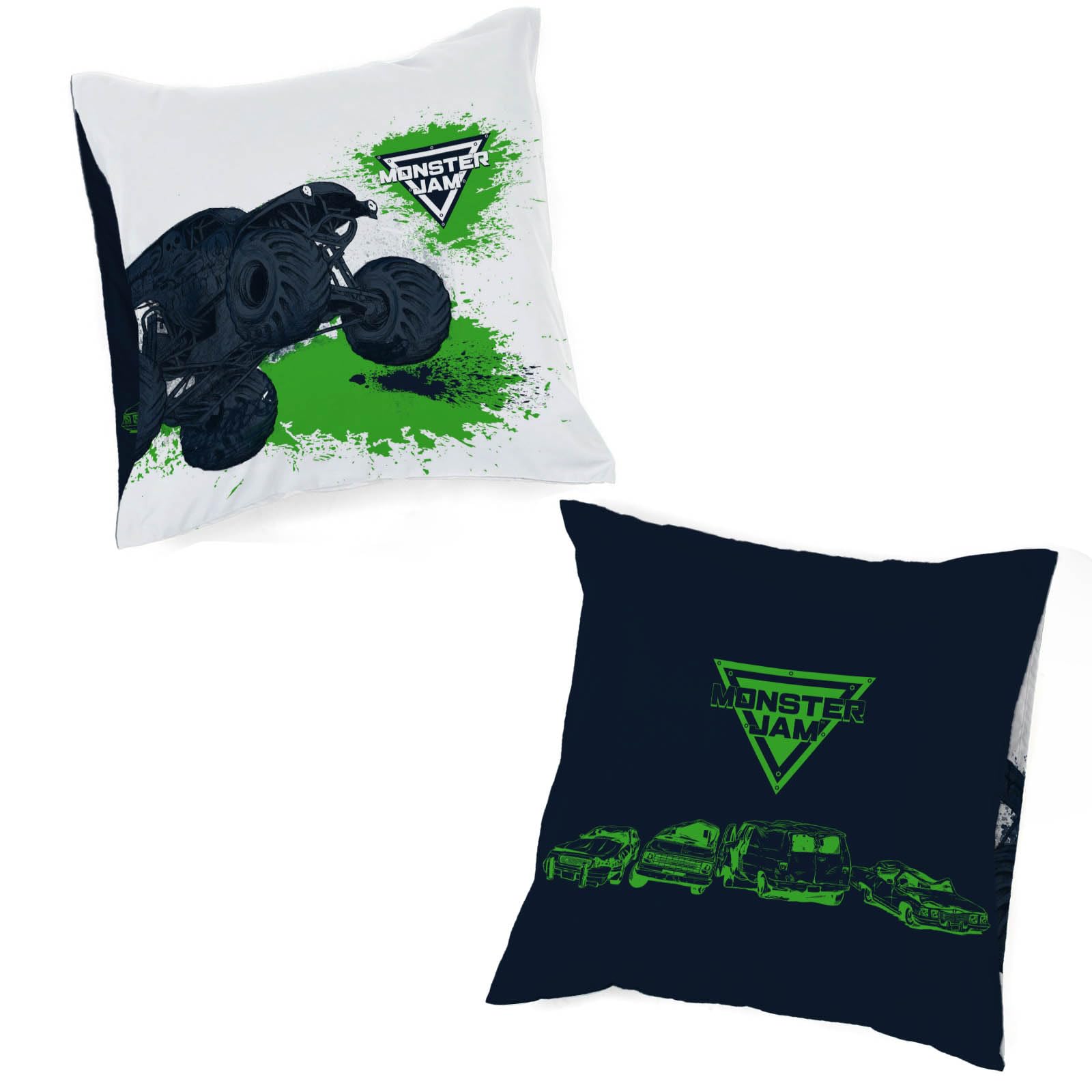 Jay Franco Kids Feld Monster Jam Set copripiumino – Biancheria da letto morbidissima con federa, SOLO COPERTA, piumone non incluso, bianco, 2 pezzi singolo