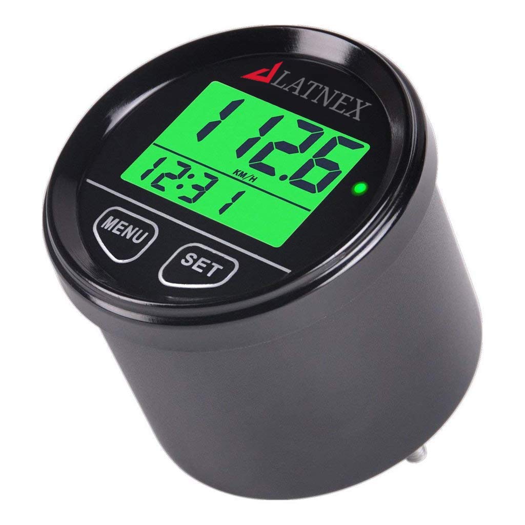 LATNEX® Tachimetro GPS impermeabile con display digitale verde retroilluminato universale adatto per ATV-UTV-MARINE-barche-moto-automobile-moto-veicoli-biciclette-golf cart