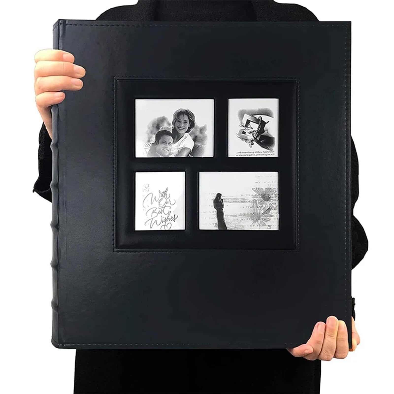 Photo Album 500 Pockets, Extra Large Capacity Family Wedding Picture Albums Holds 4X6in Horizontal and Vertical Photos For Photo(Black)