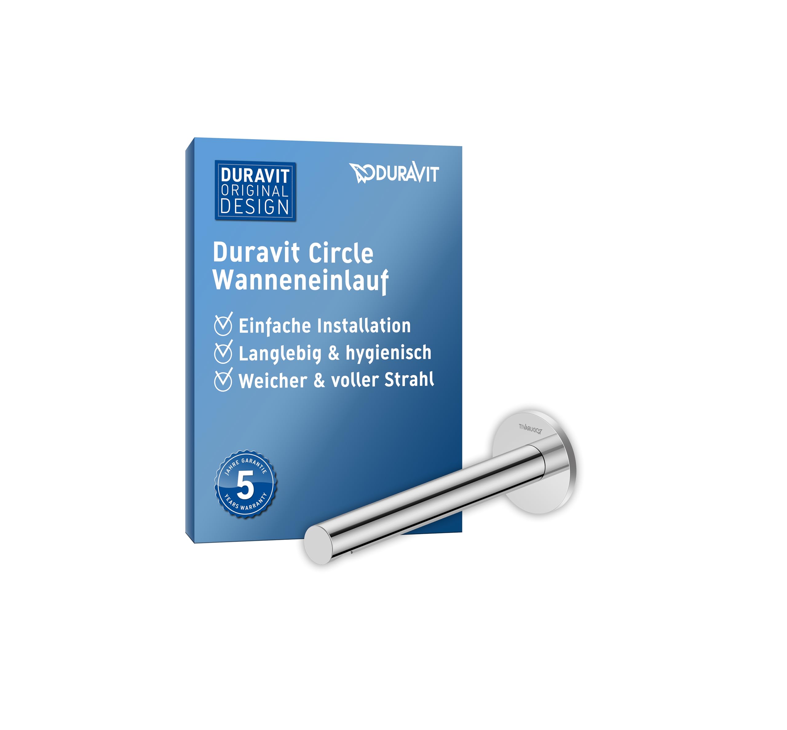 Duravit Circle Wanneneinlauf, Badewanneneinlauf mit runder Wandabdeckung, Zulauf Badewanne, Chrom