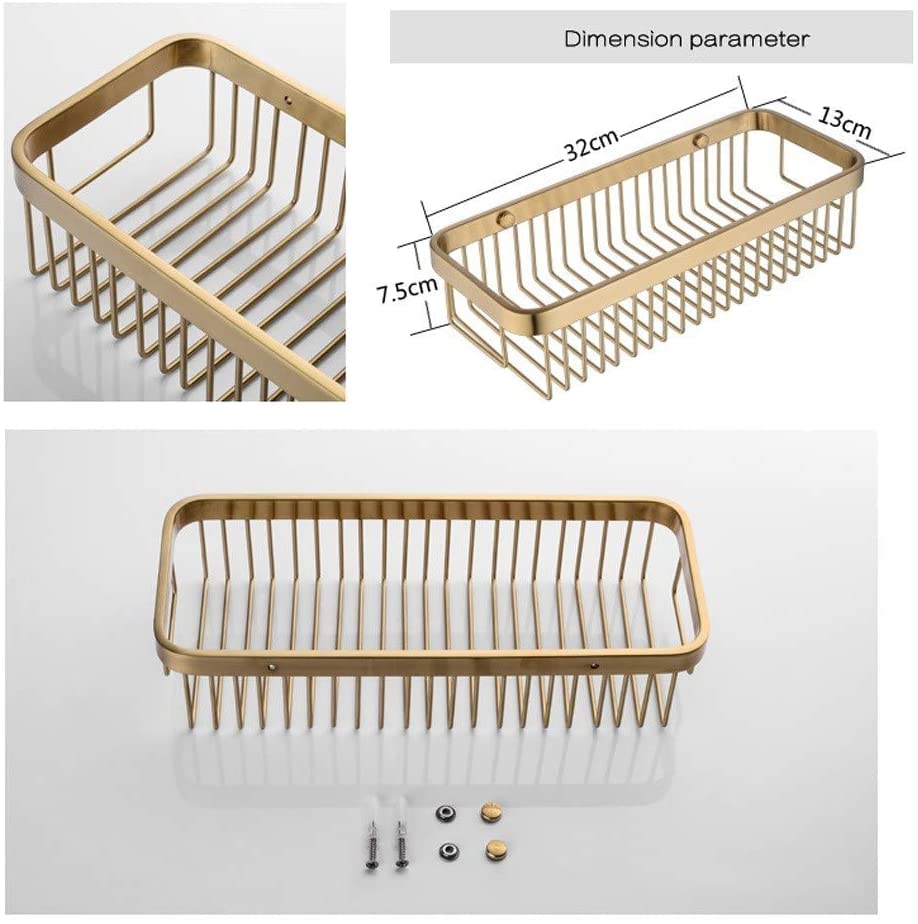 Soporte para champú y acondicionador, estante de almacenamiento de baño de latón cepillado montado en la pared, organizador de ducha