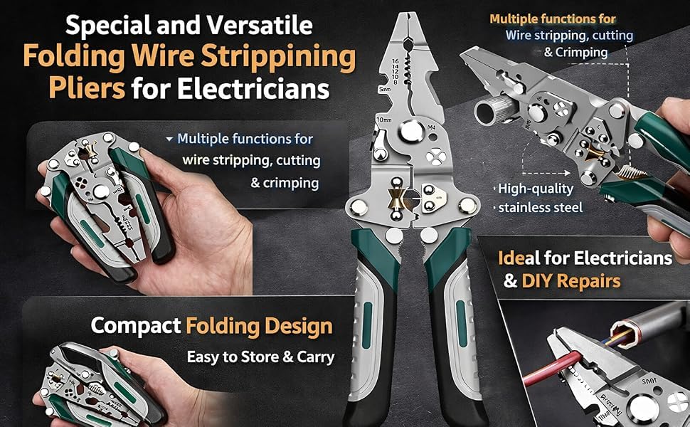Image of 2026-Advanced Wire Stripper & Tester Combo Set All in One Multifunction Stainless Steel Wire Stripper & High Brightness Intelligent Voltage Tester Pen Electrical Hand Tool Kit Perfect for Electricians