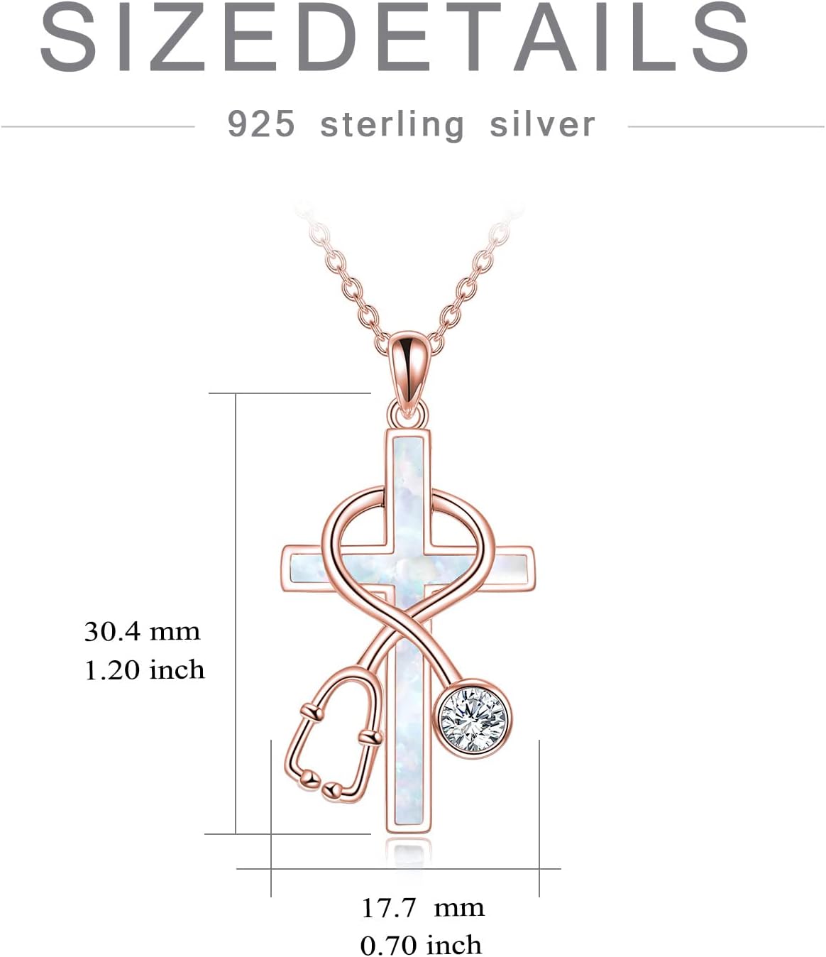 WINNICACA Nurse Gifts for Women Sterling Silver Nurse Stethoscope Necklace Cross Pendant Nursing Graduation Necklace Jewelry Nurses Day Week Gifts for Nurses Doctor Medical Students Her