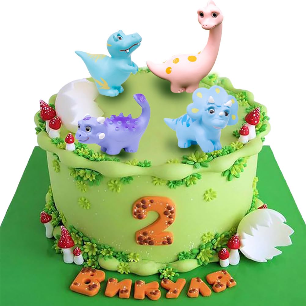 5 Pcs Lovely Dinosaur Figure Animal Toys Set Cake Topper, Micro Landscape Decor Fairy Garden Miniature Dinosaur Figurines Collection Playset for Christmas Birthday Gift Desk Decoration