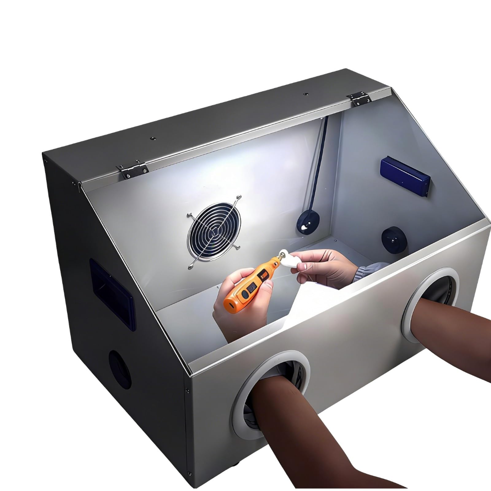 Caja De Molienda, Caja Colectora De Polvo Totalmente Cerrado Con Luz LED Sin Sombra Y Ventana Transparente Para Grabado, Pulido, Taladrado Y Lijado