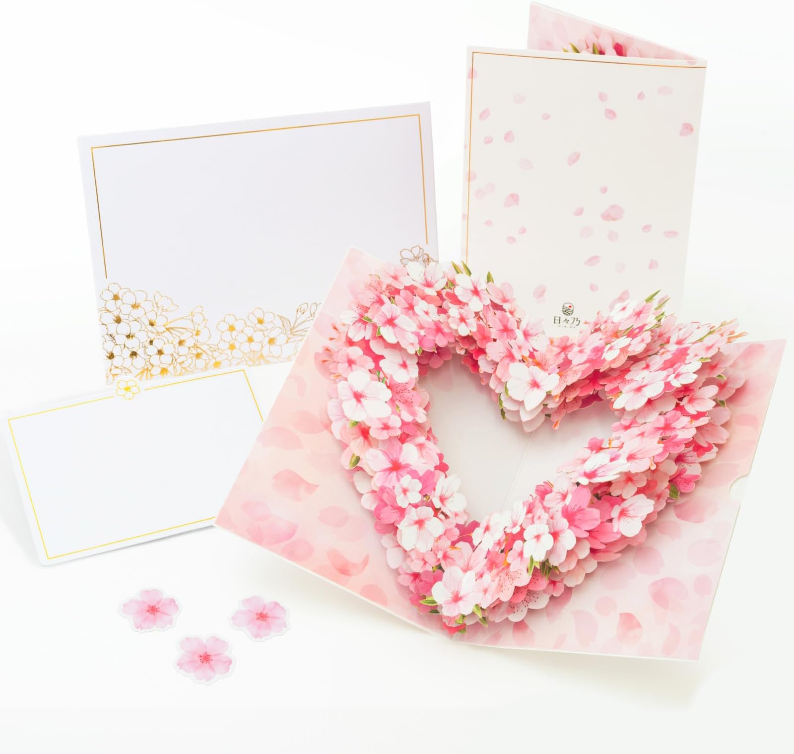 HIBINO 3D Pop-Up Sakura Heart Card | With Slide-Out Togo - View #7