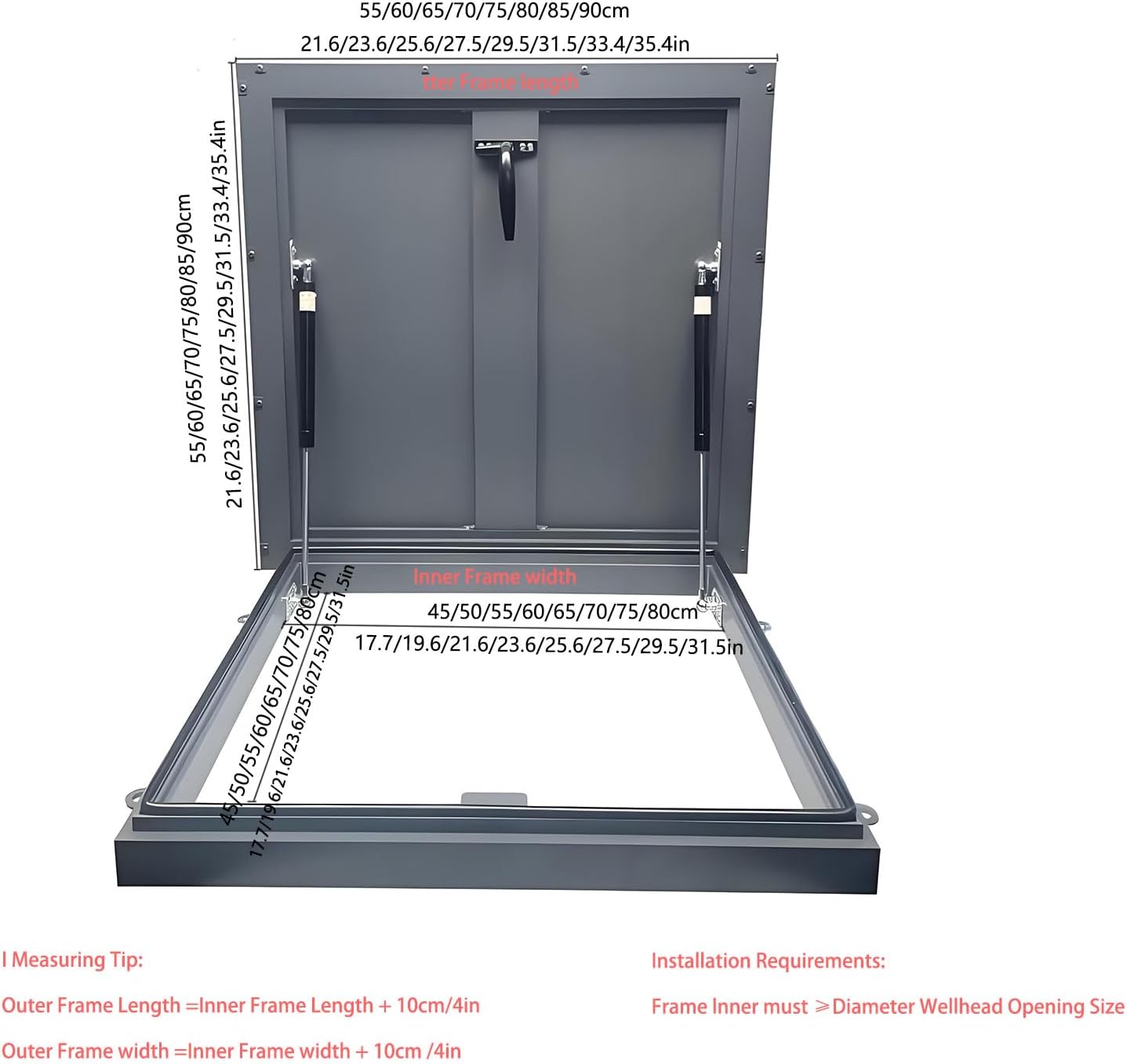Roof Access Hatch Door - Basement Exit Caps Galvanized Steel Emergency Access Lid, Waterproof Metal for Home, Commercial Buildings Sturdy
