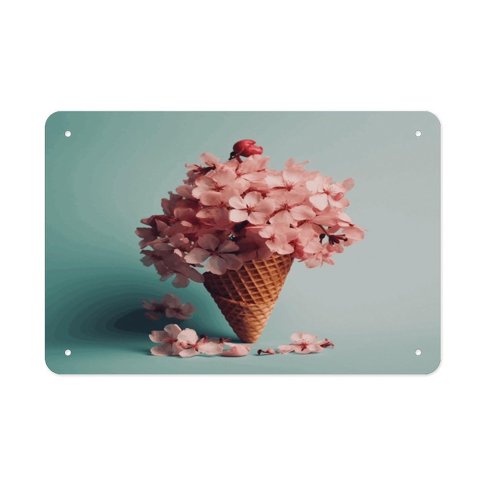 Fodpand Style Flowers On Waffles Wall Art Metal Signs Tin Sign