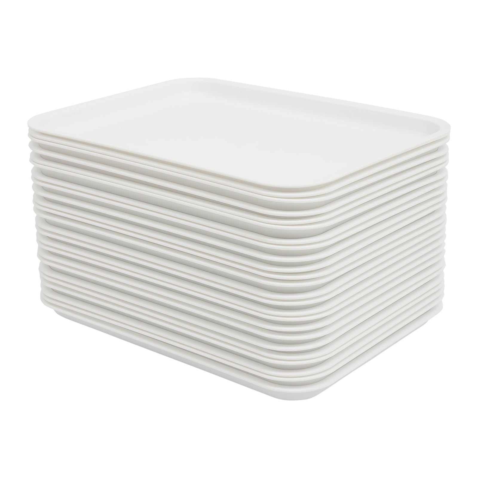 24 vassoi, vassoi da servizio, impilabili, per ristoranti veloci, mense, cucine, hotel, ristoranti, spuntini, 36 x 27 x 2 cm (bianco)