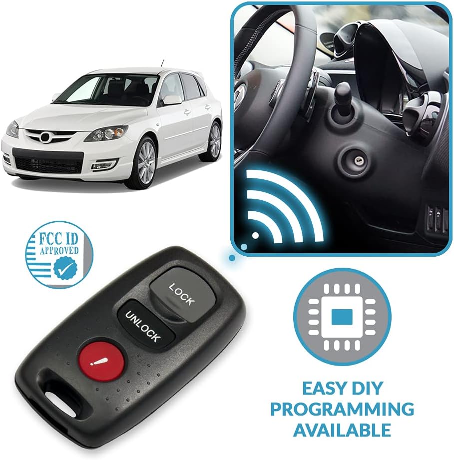 Keyless2Go Replacement Keyless Entry Remote Car Key Fob for Vehicles that Use FCC KPU41794, Compatible with Mazda 3 (2 Pack)