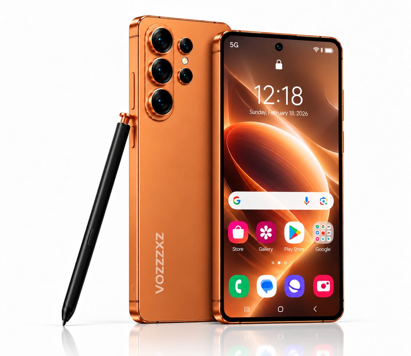 Mobile Phone Unlocked 6.9" Large Screen, Android 16 Unlocked Smartphones 16 GB+512GB, 108MP+680MP, Dual SIM/Face ID/GPS/OTG, Orange
