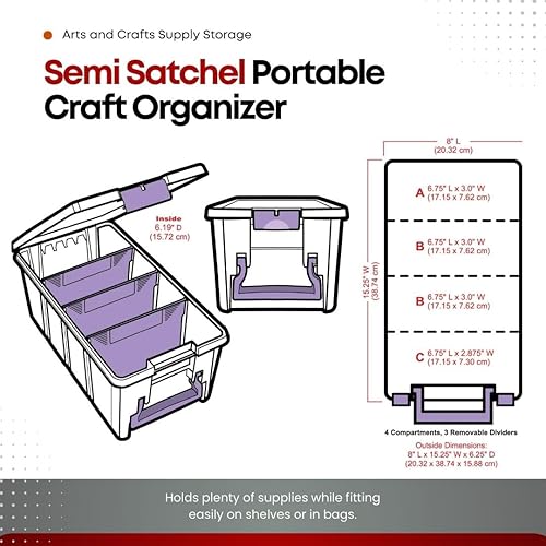 Miniatura 8 de ArtBin Semibolso con divisores morados, asa y contenedor de almacenamiento, transparente