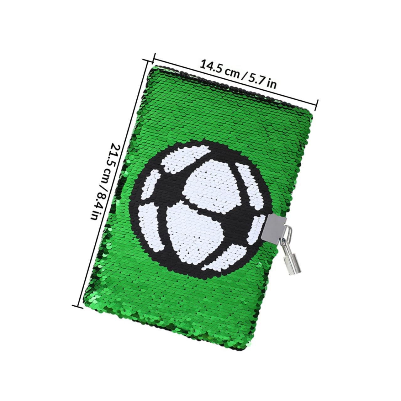 VICASKY Diario Calcio con Lucchetto e Decorazioni Scuola, Quaderno Calcio Ragazzo Ragazza in Carta Verde con Effetto Scintillante, Set 2 Pezzi Portatile per Scuola