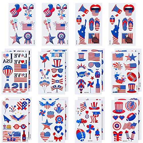 Outus 156 Pieces Fourth Of July Temporary Independence Day Temporary Patriotic Temporary For Usa Party Favors Decoretions Accessories #TOP5