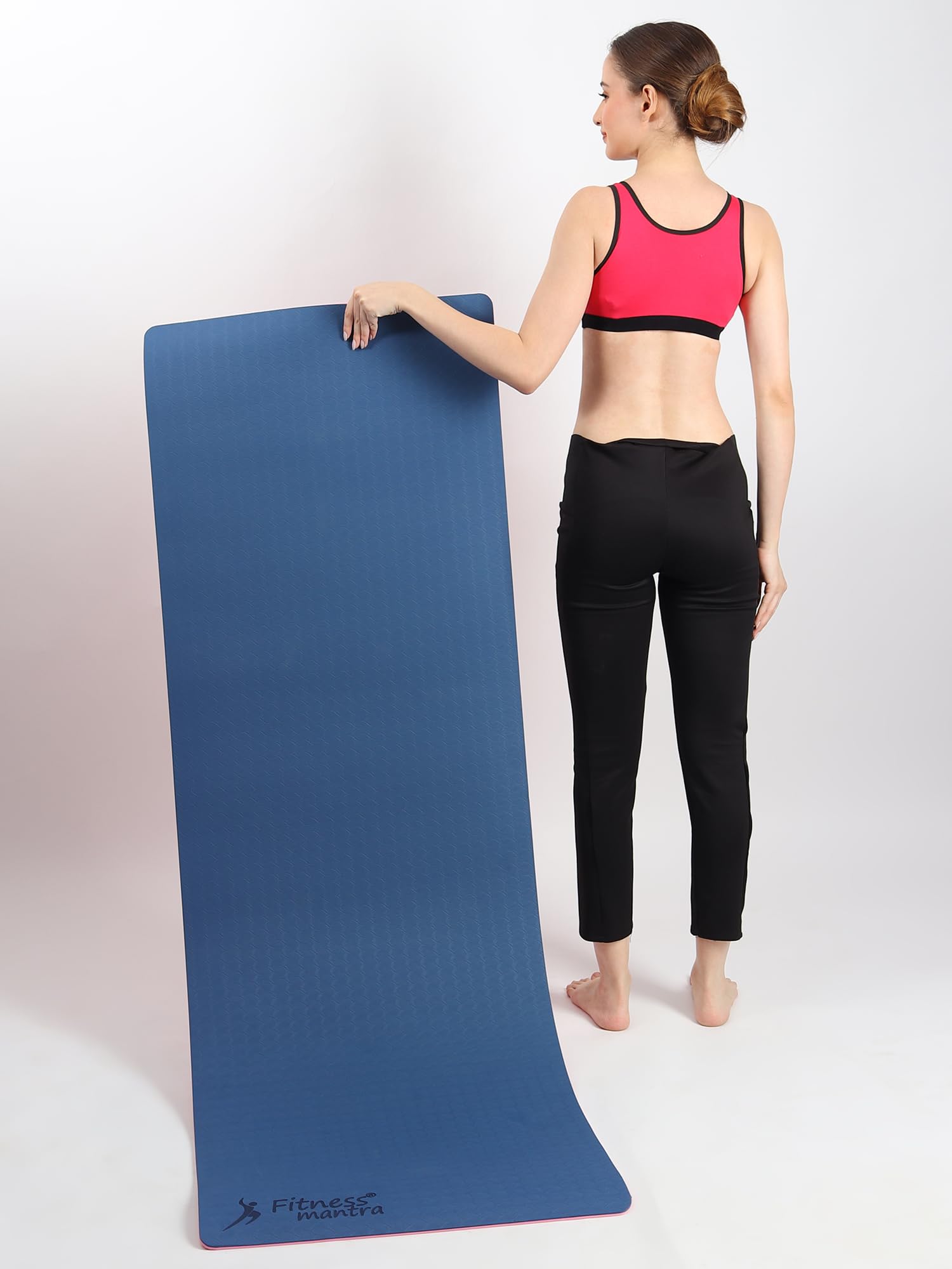Fitness Mantra® Esterilla de yoga antideslizante de doble color TPE con bolsa de cubierta para entrenamiento de gimnasio y ejercicio de yoga para hombres y mujeres | 1 pieza | 6 mm | 61 x 183 cm |