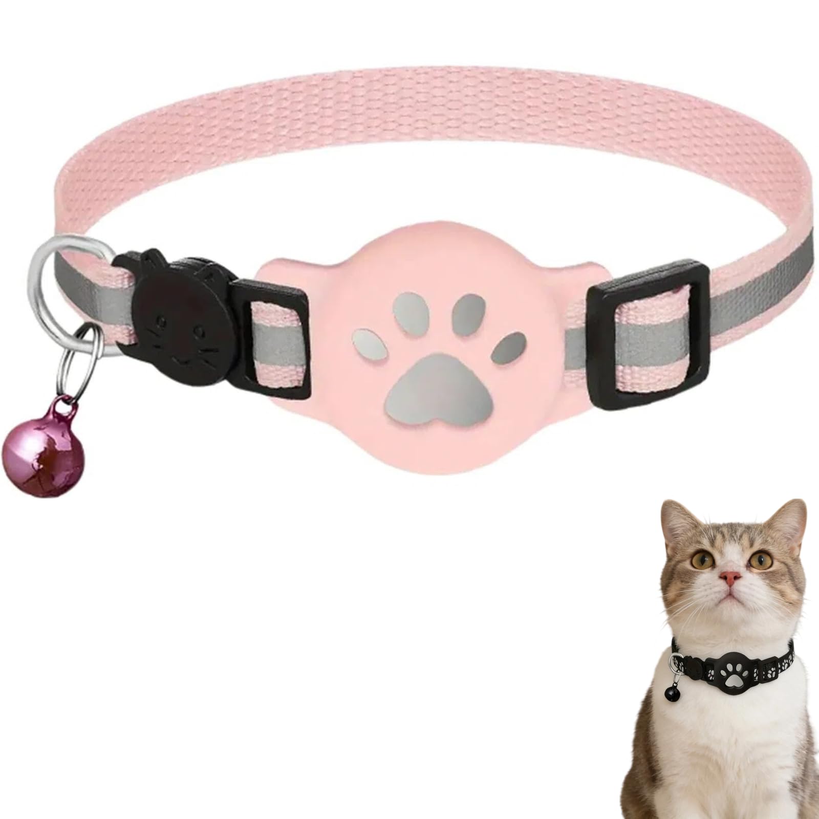 Collar rastreador de gatos para gatos pequeños, rastreador GPS para gatos, sin tarifa mensual, sin SIM, funciona con rastreador de mascotas, collar reflectante impermeable, compatible con Android iOS