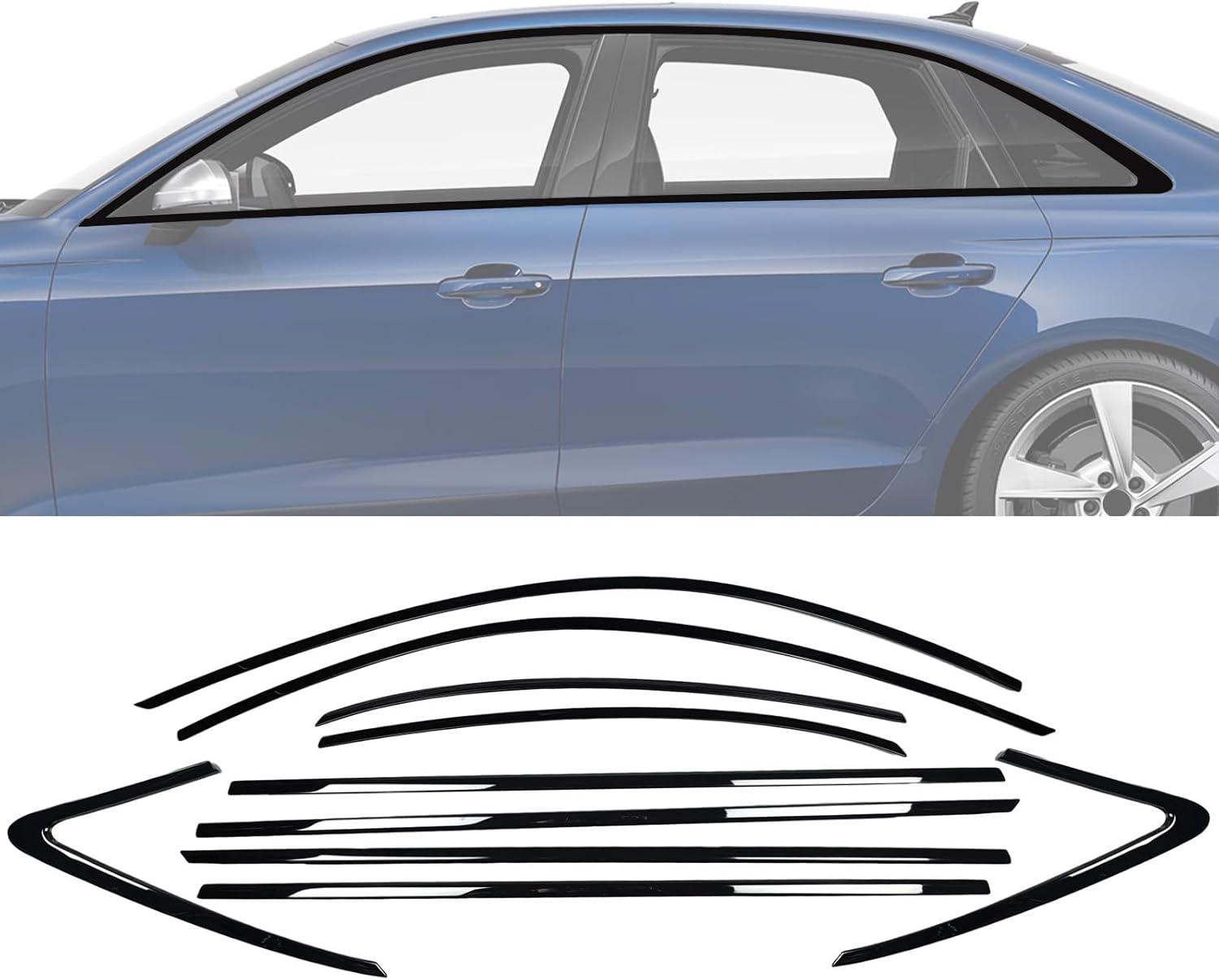 Stainless Steel Window Trim Chrome Delete for Audi Q5 SQ5 2010-2018 Black Window Trim Blackout Kit