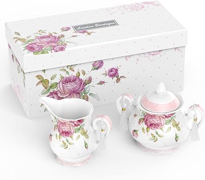 London Boutique Large Teapot Milk Jug Sugar Bowl Afternoon Tea Set Teapots Set New Bone China Vintage Flora Gift Box 1300ml Milk Jug Sugar Bowl
