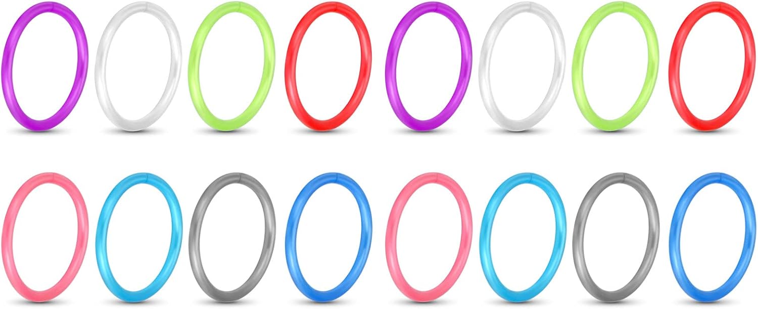 Oyaface 20G Colorful Piercing Retainers Piercingsring Flexible Acrylic Helix Hoop Bioflex Straight L-Shaped Spiral Nose Studs Septum Rings Plastic Nose Pin Ear Studs
