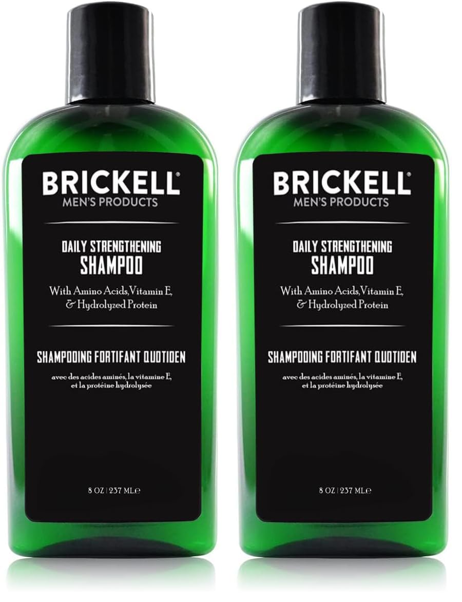 Brickell Men's Products Shampoo Rinforzante Quotidiano - Naturale ed Organico alla menta e all'olio di caieput, 237 ml (Confezione da 2)