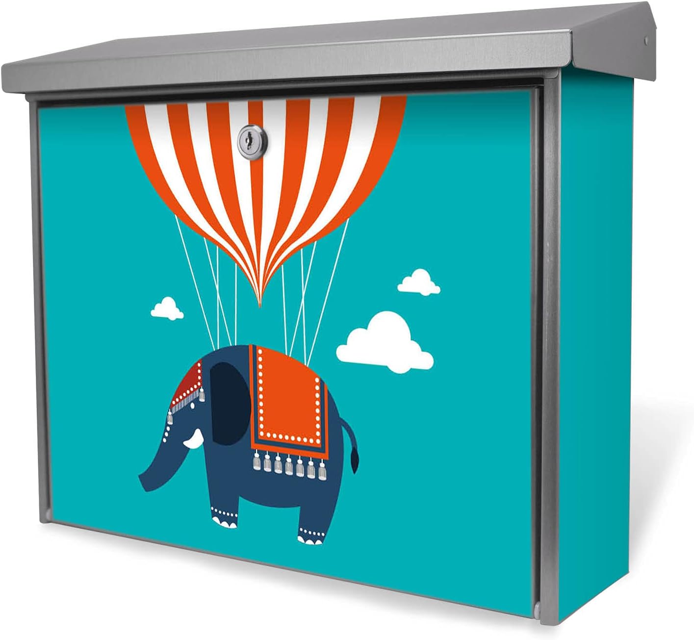 Banjado Burgwächter Briefkasten Edelstahl - Personalisierbar Mit Namen & Motiv, Mit Kippdach