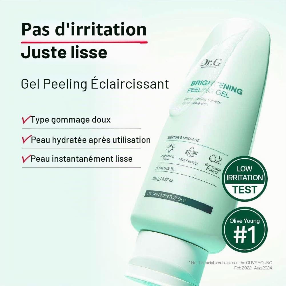 Dr.G Soin exfoliant doux sans irritation de la peau.