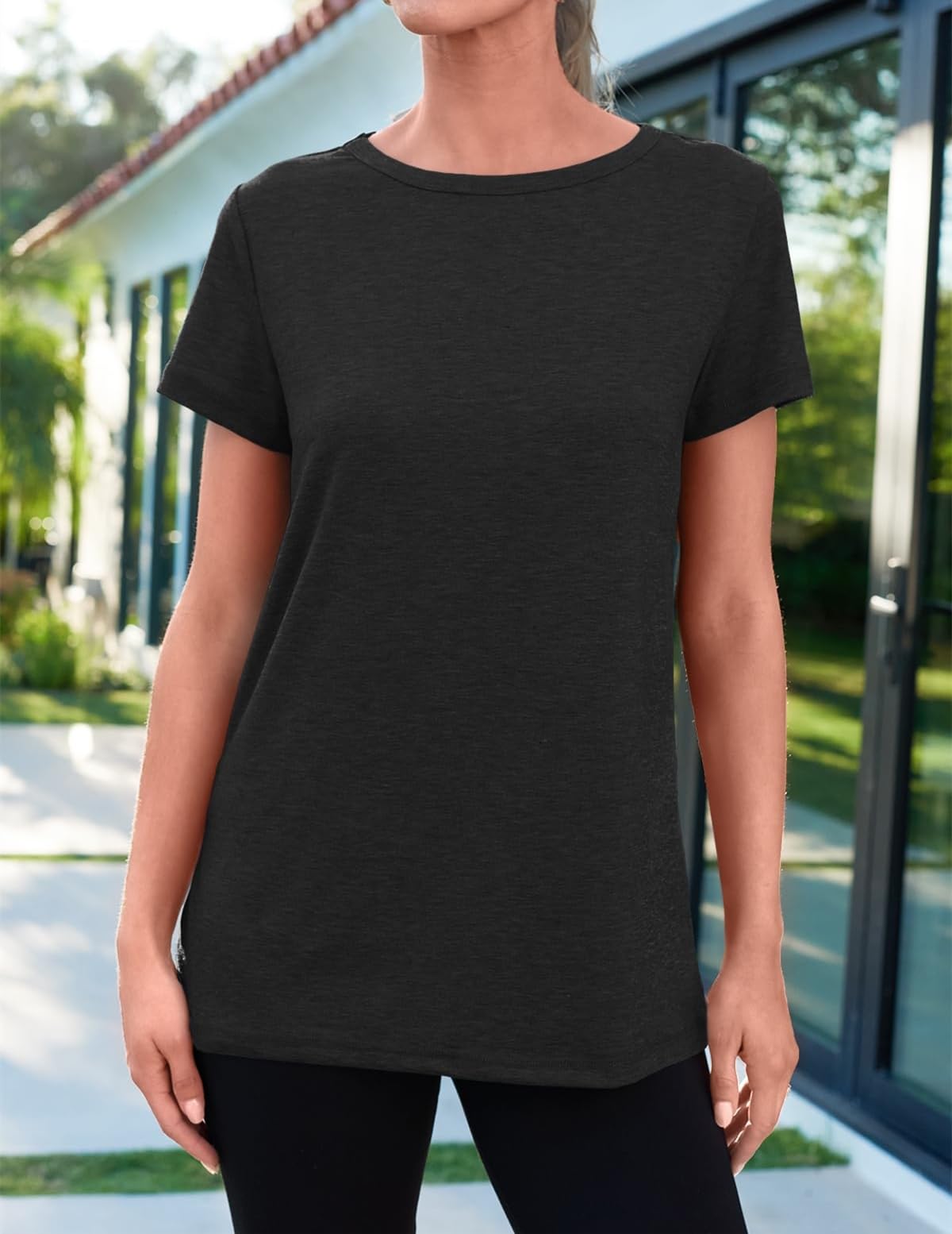 AirMood Maglietta estiva da donna, casual, con scollo rotondo