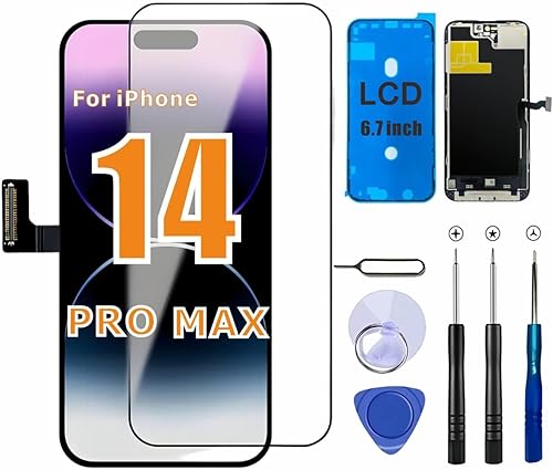 ZTR Reemplazo de pantalla para iPhone 14 Pro Max, pantalla LCD COF de 6.7 pulgadas y digitalizador táctil, montaje completo con kits de herramientas
