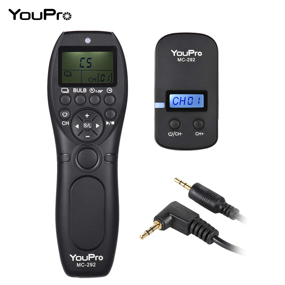 Andoer YouPro MC-292 E3 2.4G Wireless Remote Control LCD Timer Shutter Release Transmitter Receiver 32 Channels for Canon 80D 760D 750D 700D 70D 650D 600D 60D 550D 500D 450D 400D 350D 300D 1300D