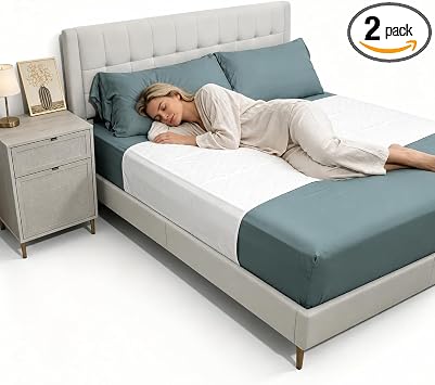 Washable Waterproof Bed Pads, Full 54" x 36", 2 Pack | Incontinence Bed Pads for Adults & Elderly, Reusable Mattress Pad with Stay-in-Place Tuck-In Flaps