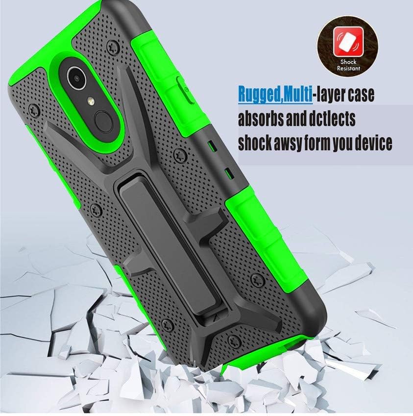 Yiakeng LG Stylo 4 Case, Dual Layer Shockproof Wallet Slim with Kickstand Hard Phone Protective Cases Cover for LG Stylo 4 (Green)