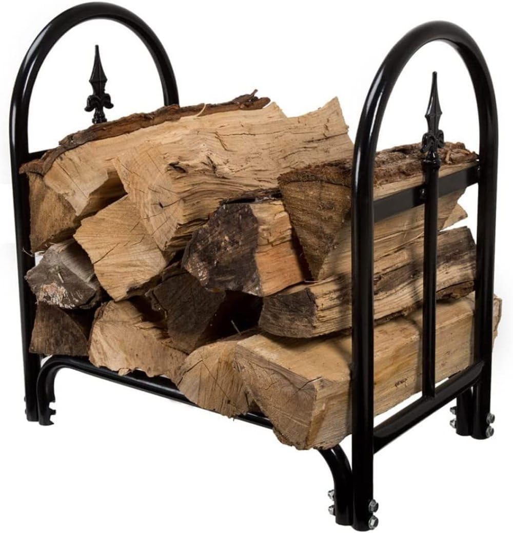 Outdoor Fireplace Firewood Rack Log Store Firewood Rack Indoor Log Rack Waterproof Heart Shaped Firewood Stacking Iron Wood Rack Storage Black Fireplace Tool