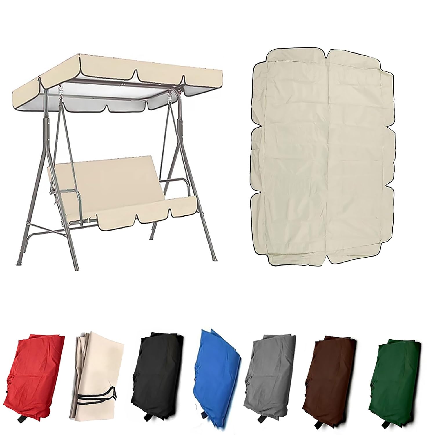YCXHGK 75x47in 76.8x49in Swing Replacement Cover for Outdoor, Reinforced Edges, Waterproof Rip-Proof Sun Shade Awning for Backyard Garden Patio(White,142x120cm/56x47in)