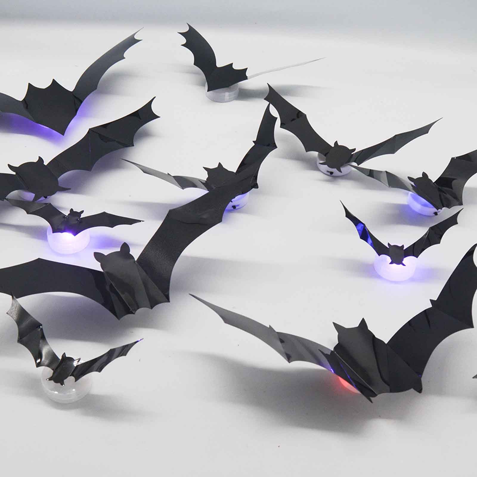 500Pcs Halloween Bat Stickers Roll - Sparkly Laser Cut Bat Decals For Party Decor