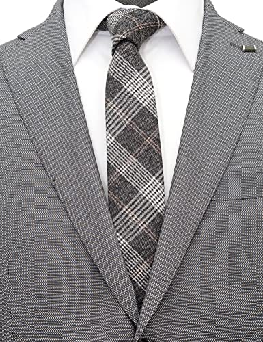 Image of Cotton Skinny Ties for Men, Plaid and Striped Slim Neckties