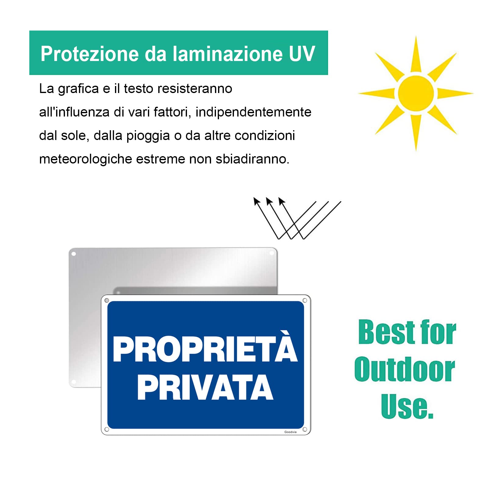 Cartelli Proprietà Privata In Alluminio Riflettente - 2 Pezzi 20x30cm Con Fori Per Esterno/Interno - Foto 11