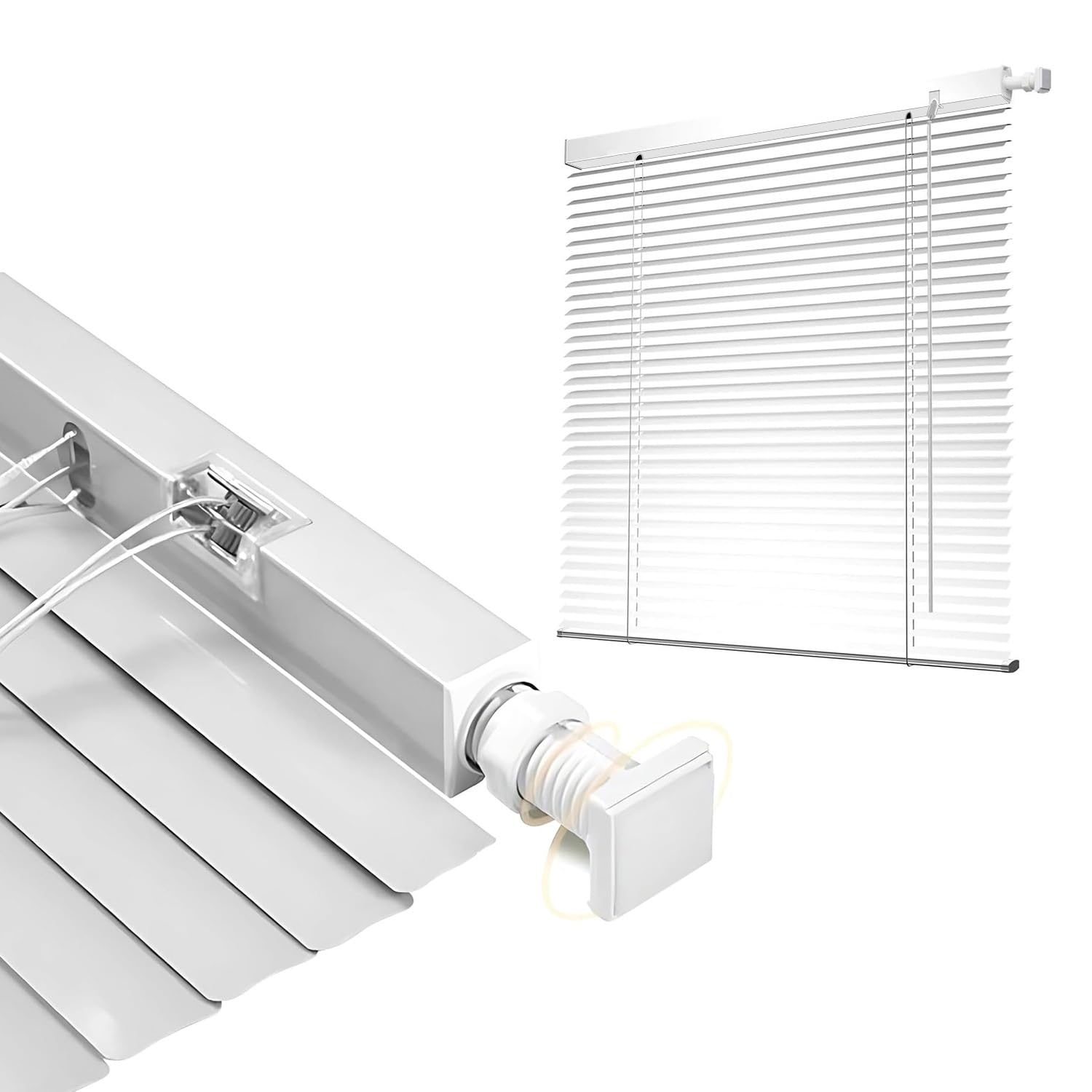 Room Darkening Mini Blind No Drill 40-140cm Width 50-180cm Length, 25mm Slat Aluminum Venetian Blinds, Cordless Horizontal Windows Blinds for Interior(White)