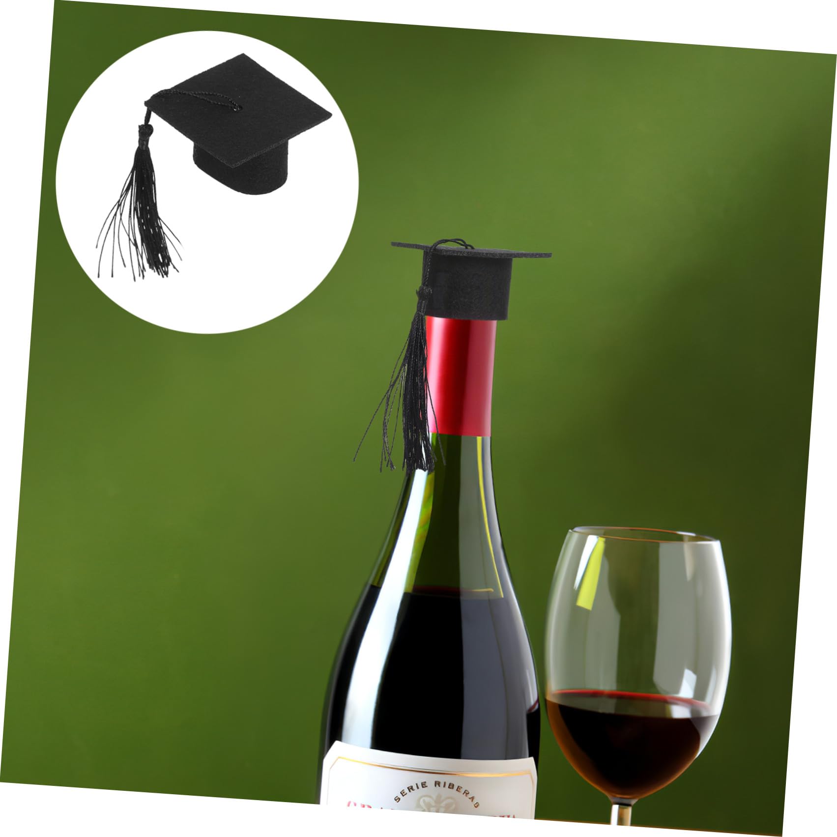 20 Pezzi Mini Cappello Laurea Nero Non Tessuto, Decorazione per Bottiglia e Festa di Laurea, Accessorio Decorativo per Foto e Raduni Quotidiani