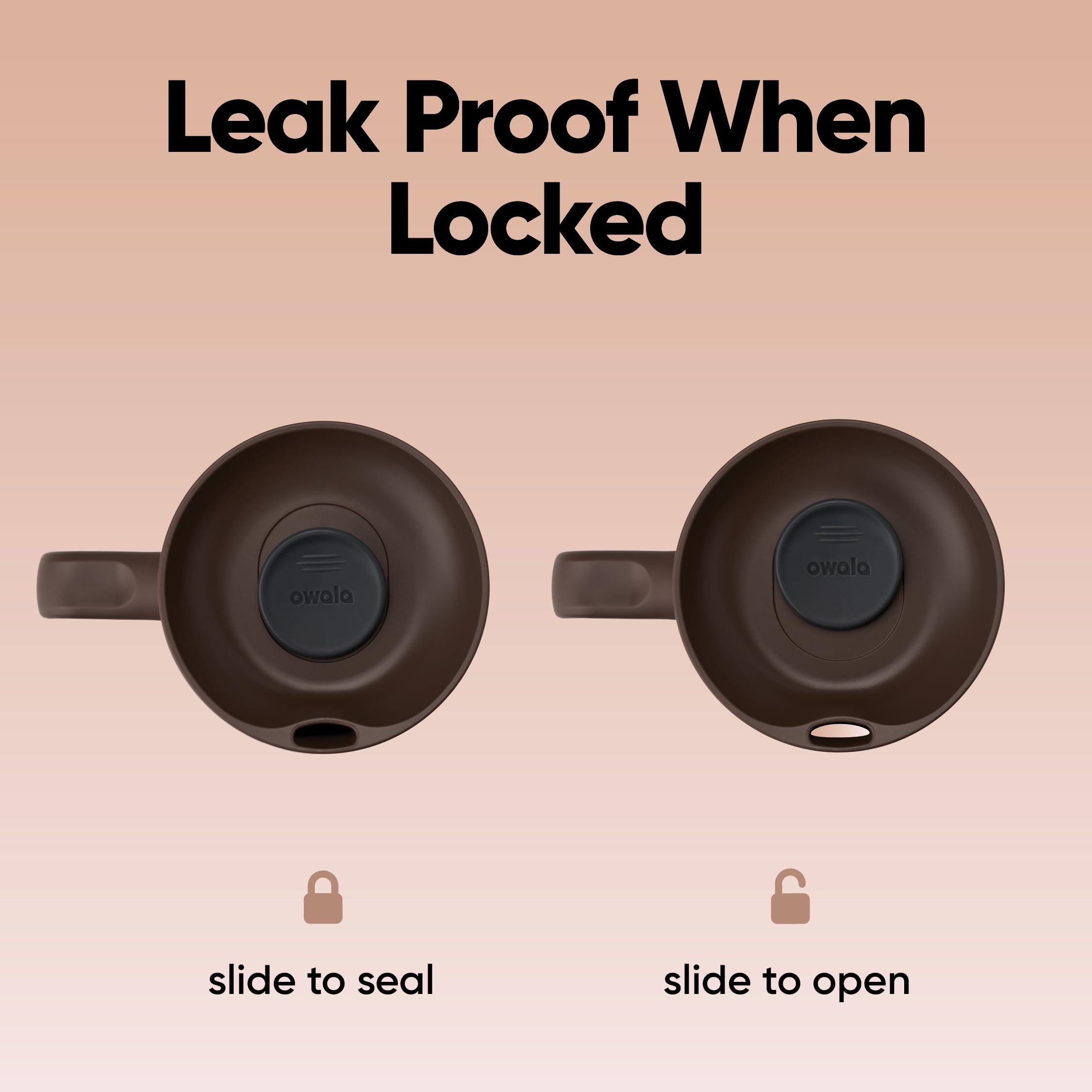 Owala SmoothSip Slider Insulated Stainless Steel Coffee Tumbler, Reusable Iced Coffee Cup, Hot Coffee Travel Mug, BPA Free 12 oz, Pink (Pucker Up) | SmoothSip, Slider, Insulated, Reusable, Iced Coffee Cup: Cozy Cocoa 12 Ounces Handle