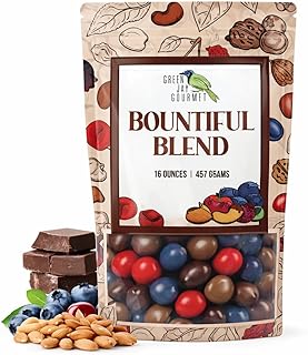 Green Jay Gourmet Chocolate Fruit & Nut Mix - Handmade & Fresh Milk Chocolate Covered Nuts, Cherries, and Blueberries - Great Gift for Chocolate Lovers - 16 Ounce Resealable Bag