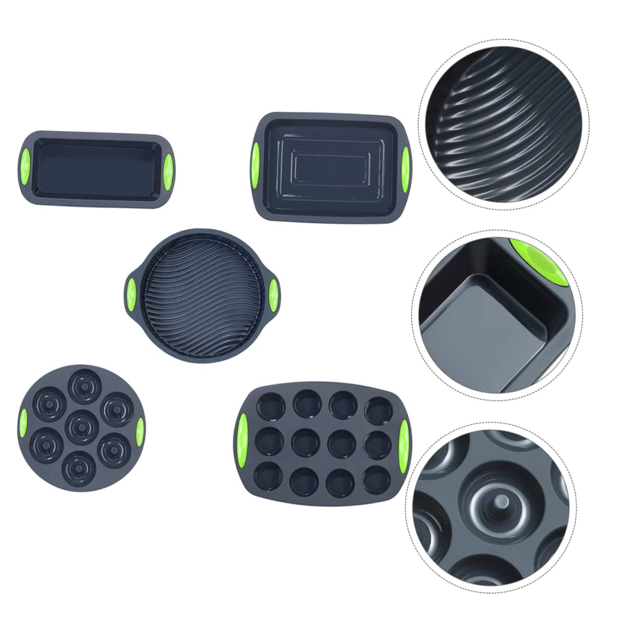 MAGICLULU Kit De 5 Moules En Silicone Pour Gâteaux Antiadhésifs Compatibles Avec Le Four Gris